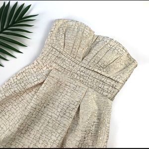 Max and Cleo Strapless Cocktail Dress Gold Sz 6